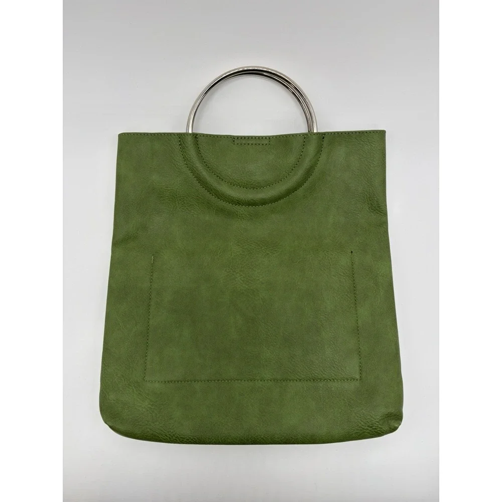 VNTG green Leather Purse, Ring Handle Antonella Ferrante Style